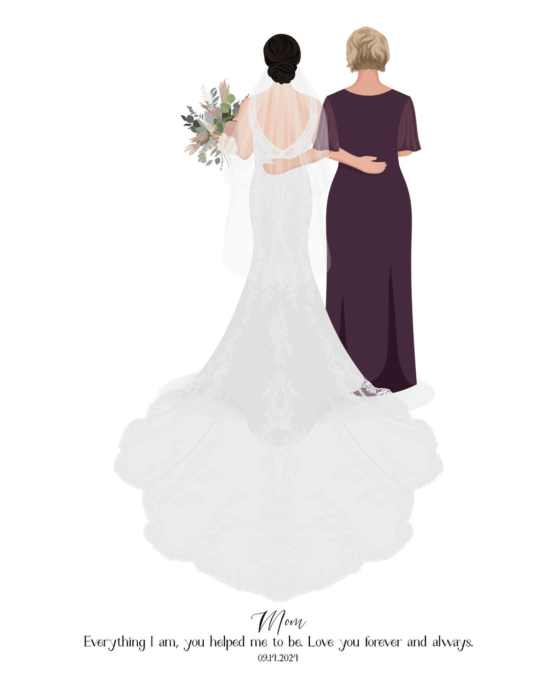 Custom Wedding Family Portrait Mother Daughter Groom Wedding Poster - Image 2