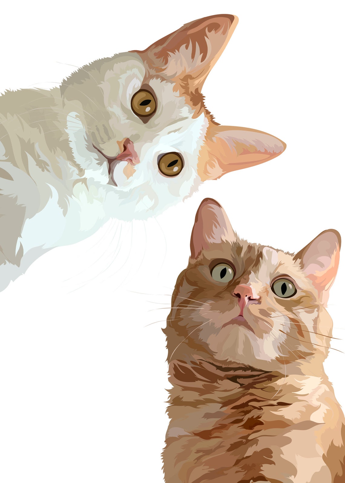 Athena and Persephone Two Cats Custom Vector Pet Portrait Poster - Image 5