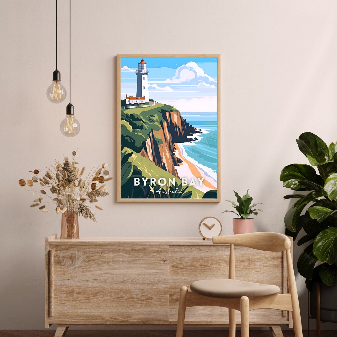 Byron Bay Australia Lighthouse Cliff Ocean Coast Travel Poster - Image 2
