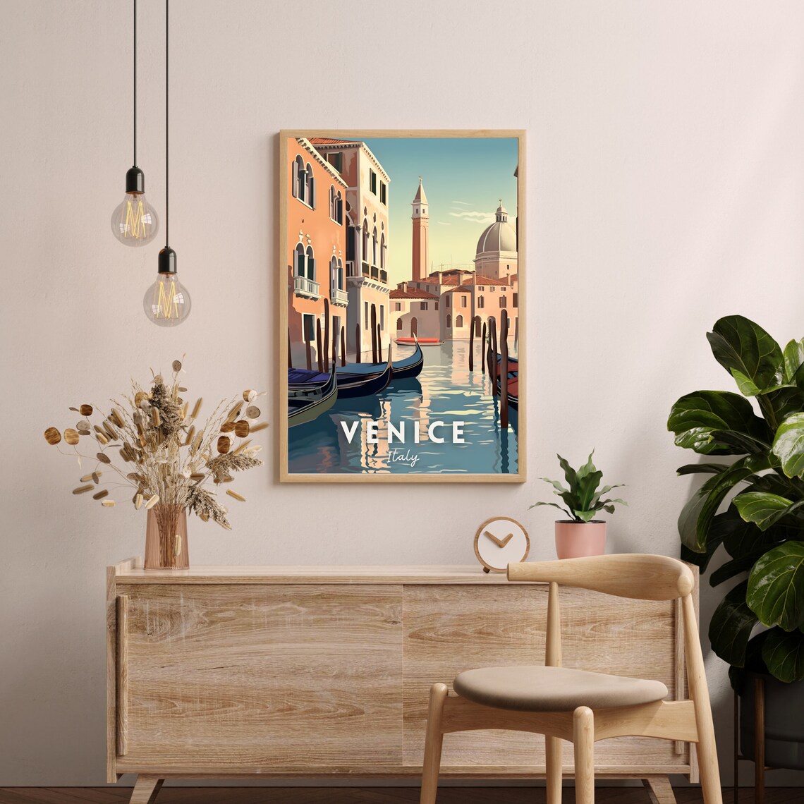 Venice Italy Gondola Canal Golden Hour Church Tower Travel Poster - Image 2