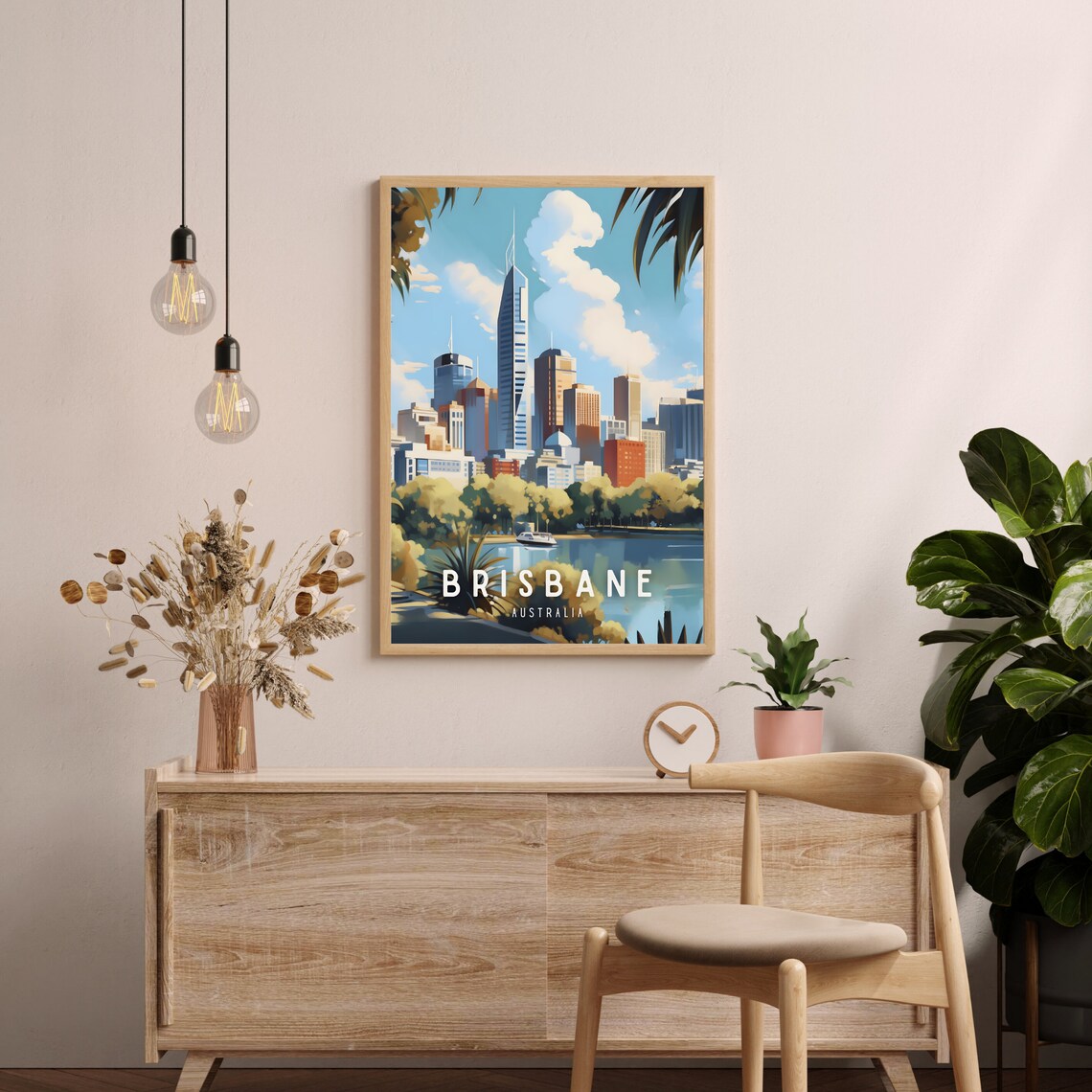 Brisbane Australia City Skyline River Riverside Travel Poster - Image 2