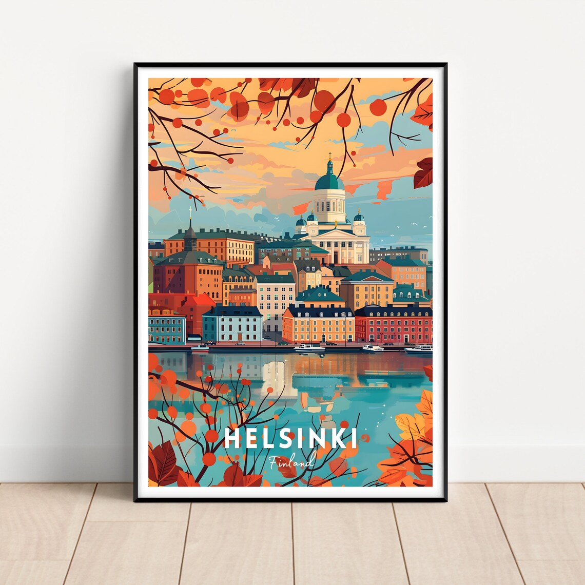 Helsinki Travel Poster, Finland Scandinavian Art Print