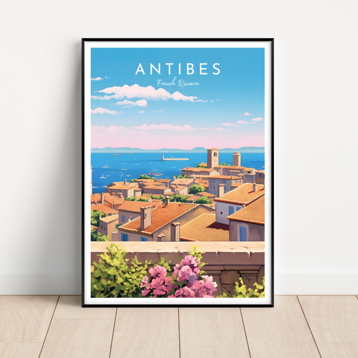 Antibes French Riviera Old Town Rooftops Seaside Travel Poster