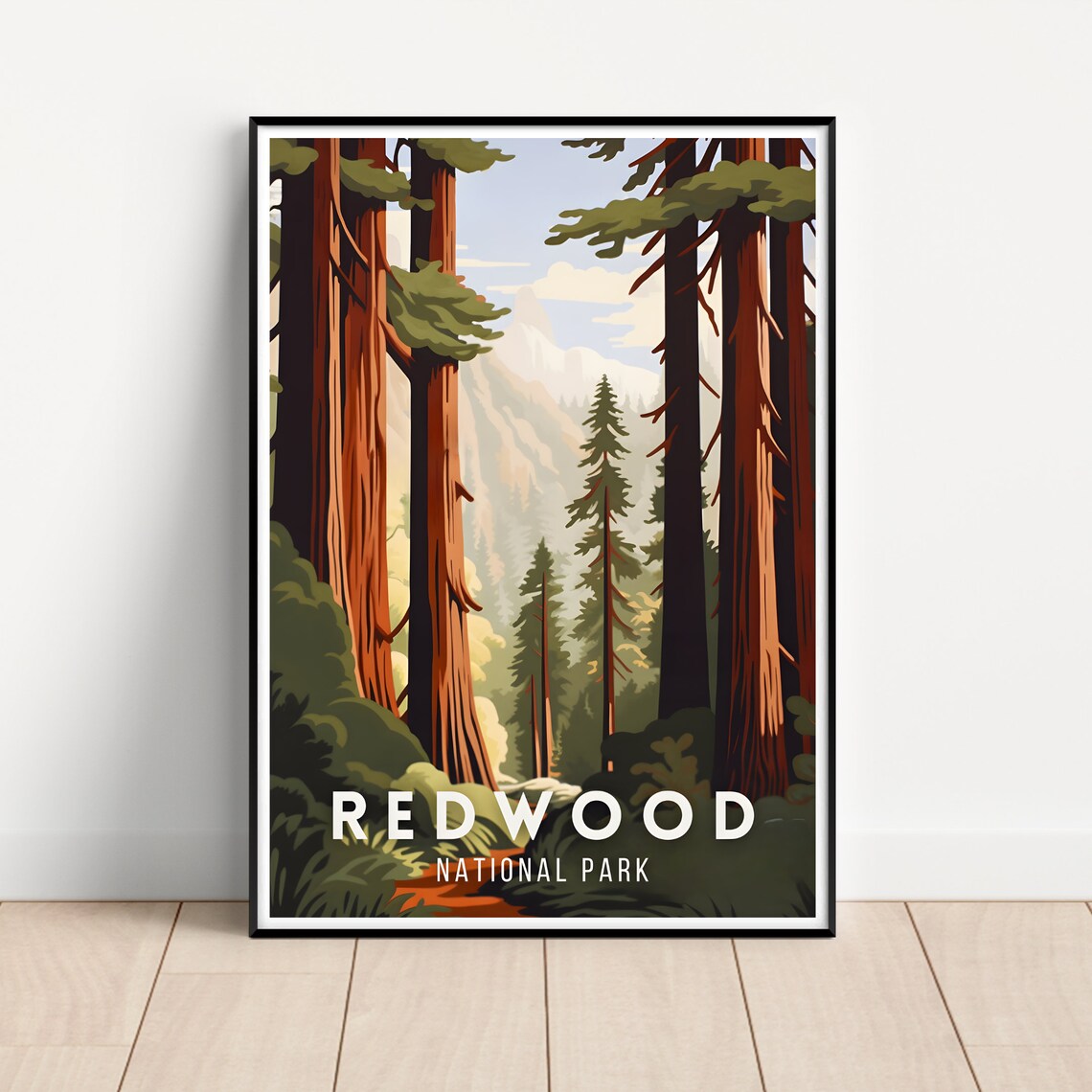 Redwood National Park Travel Poster, Wall Art Print