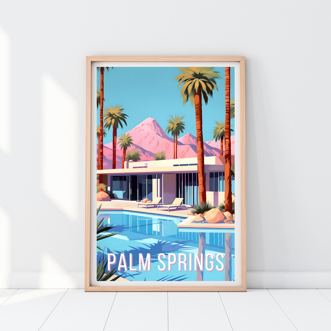 Palm Springs Travel Poster, Pool Side Wall Art - Image 2