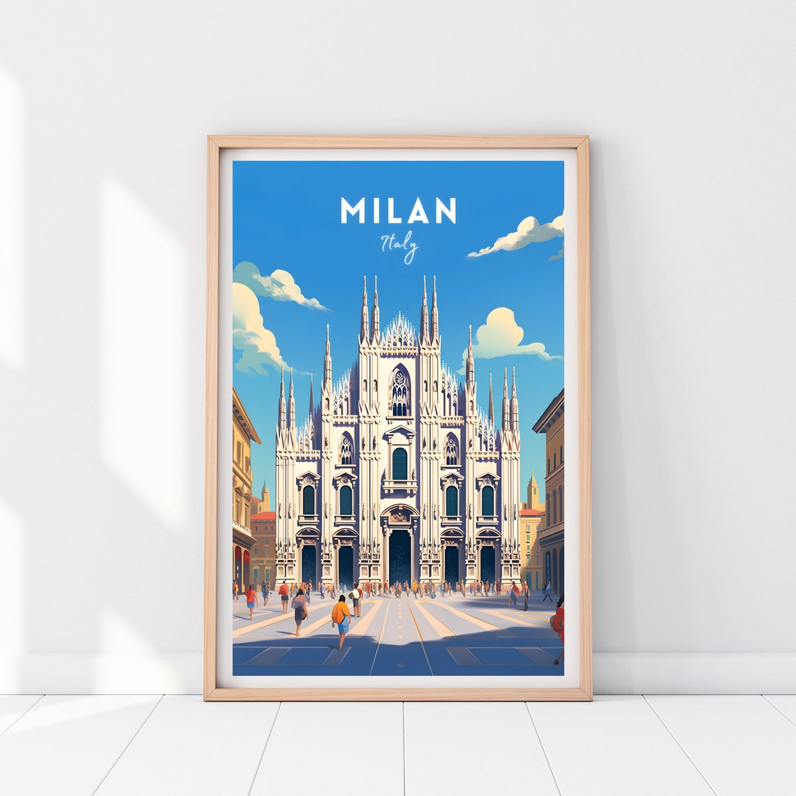 Milan Italy Duomo Cathedral Piazza Retro Travel Artwork Poster - Image 2