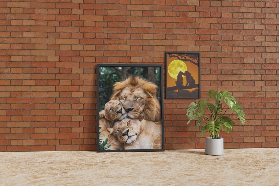 Family Nap Time 1 High Resolution Lion Family Wall Art Animal Wall Art Lion Art Art Lion Poster Animal Love - Image 4