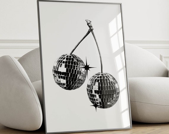 Retro Disco Cherry Fruit Art Print