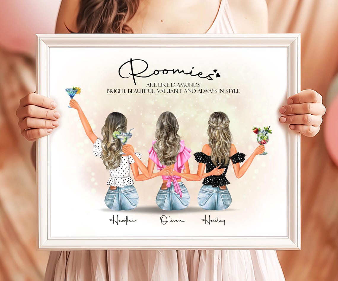 Roomies Are Like Diamonds Quote Personalized Print with Names