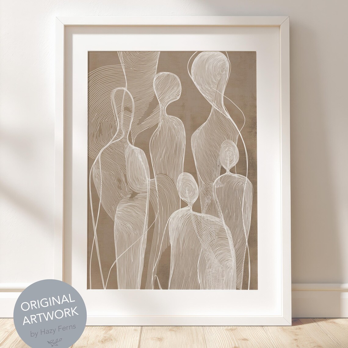 Boho Abstract Figures Art Print Earthy Beige Minimalist Shapes