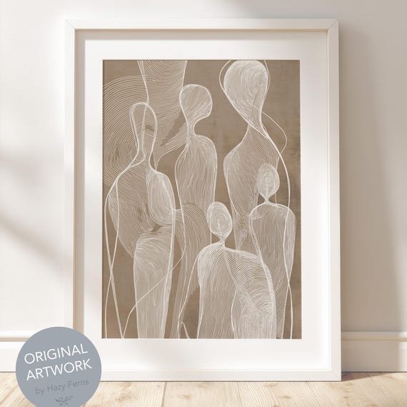 Boho Abstract Figures Art Print Earthy Beige Minimalist Shapes