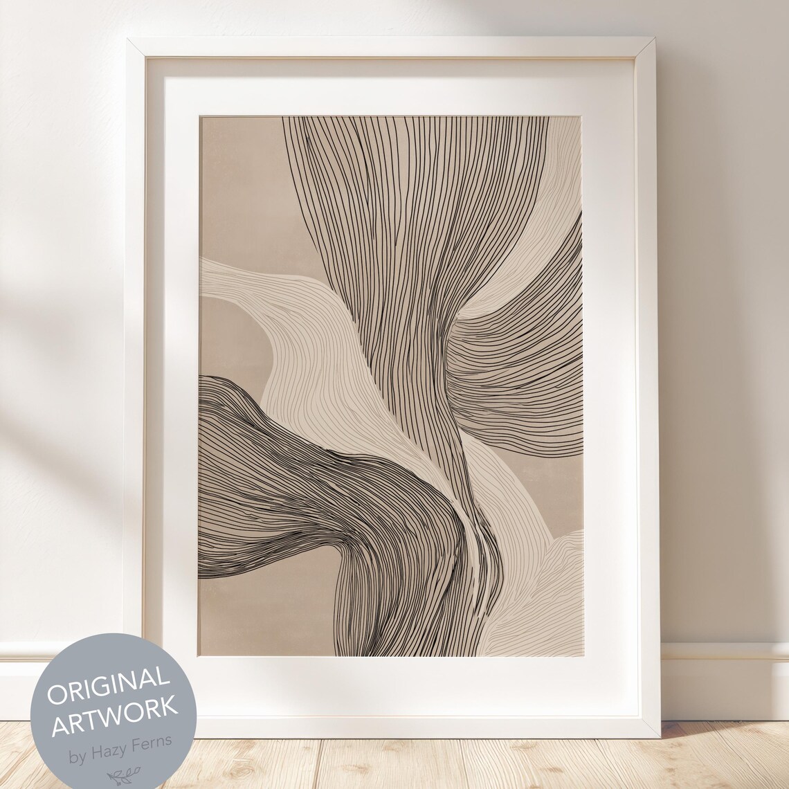 Boho Neutral Smooth Line Art, Minimalist Abstract