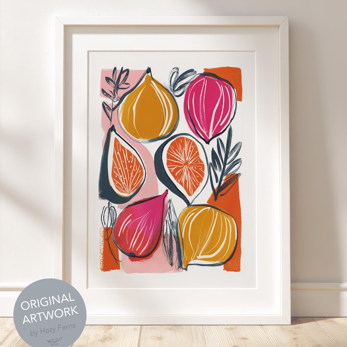 Fig Fruit Gouache Art Print, Modern Kitchen Decor
