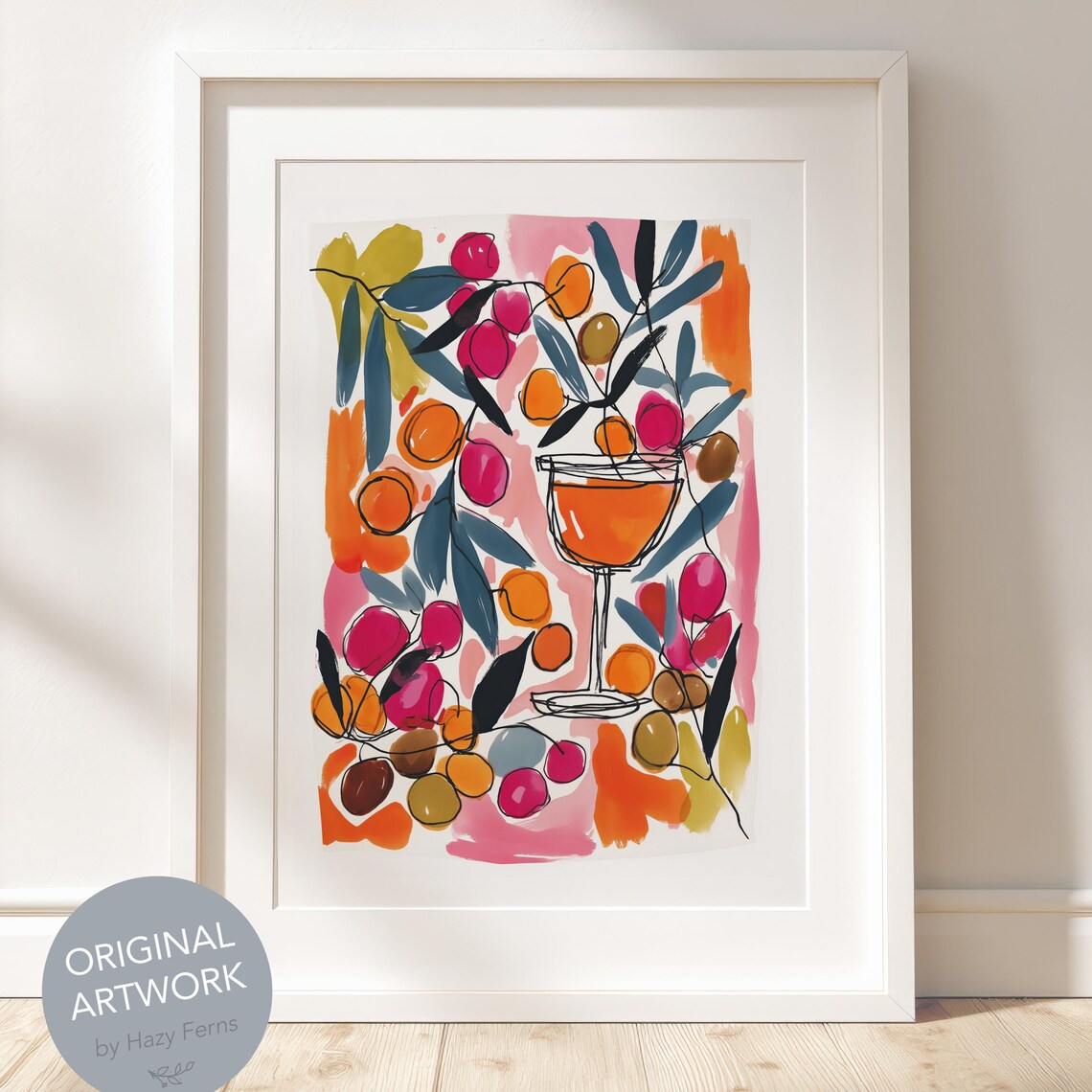Japanese Sake Glass Appetizers Gouache Colorful Kitchen Dining Poster