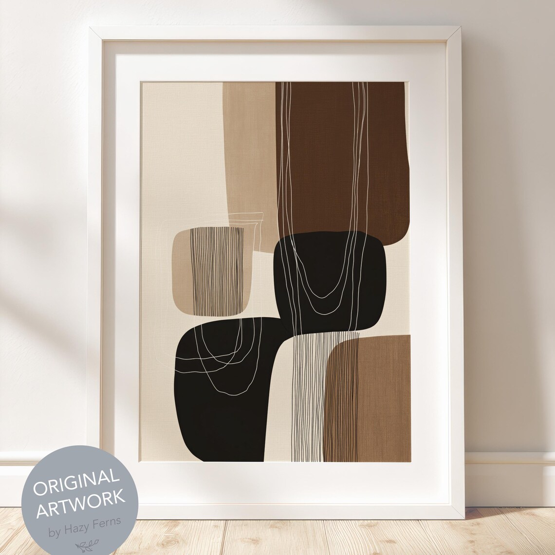 Boho Abstract Line Figures Art Neutral Beige Minimalist Painting Modern Wall Decor