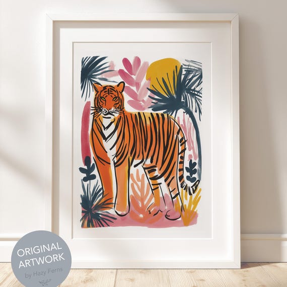 Tiger Gouache Art Print Vibrant Jungle Animal Decor
