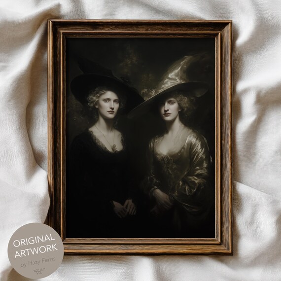 Two Witches In Forest Dark Academia Gothic Fine Art Print