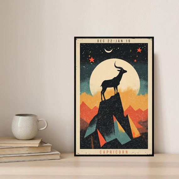 Capricorn Zodiac, Vintage Astrology Art Print