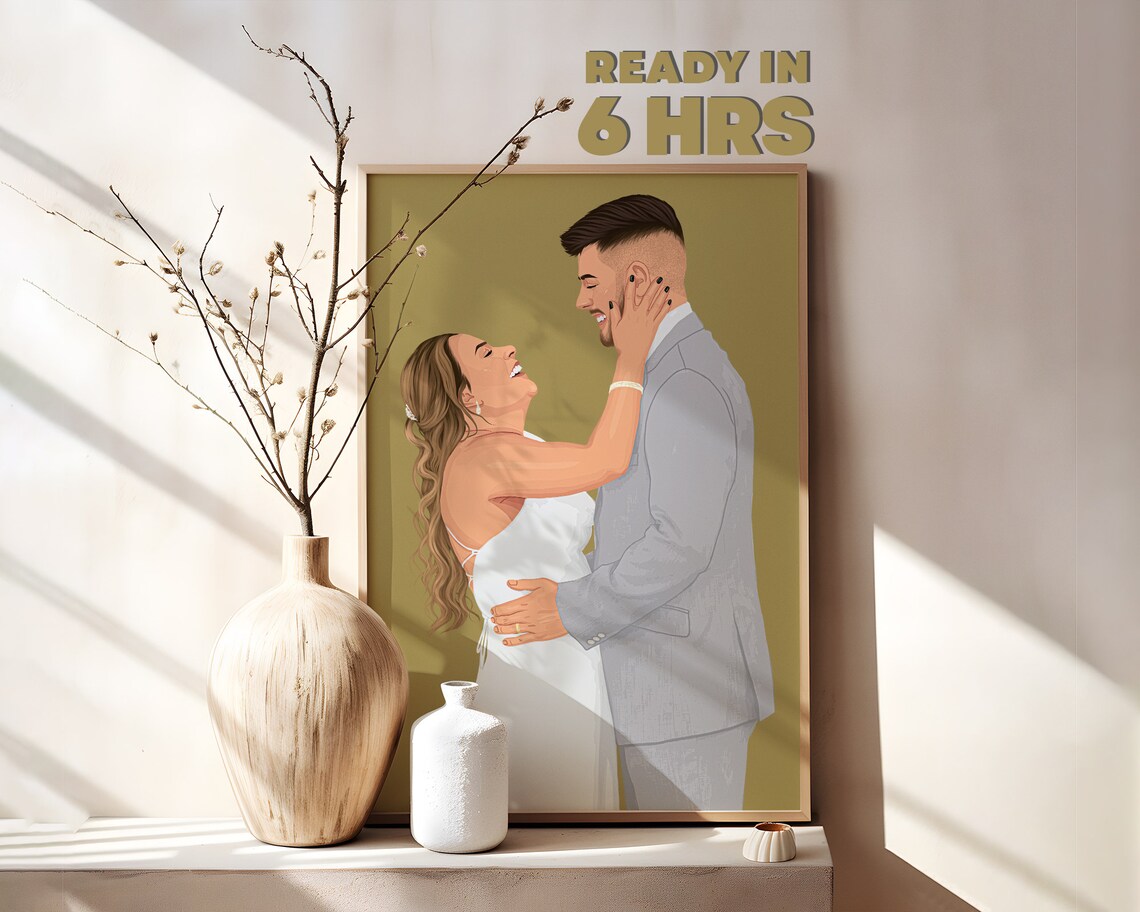 Custom Wedding Portrait, Gift for Husband