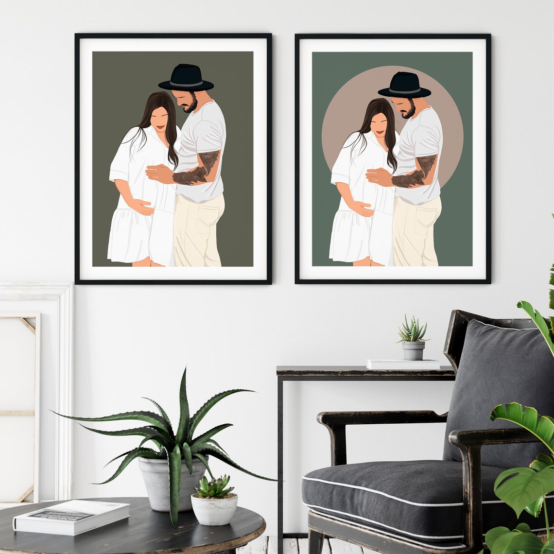 Four Friends Taking Selfie Together Flat Color Illustration Poster - Image 3