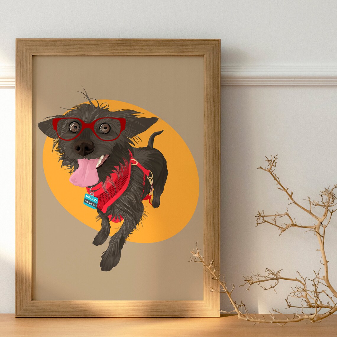 Kevin the Dog in Panda Hat and Green Sweater Cute Pet Portrait Poster - Image 2