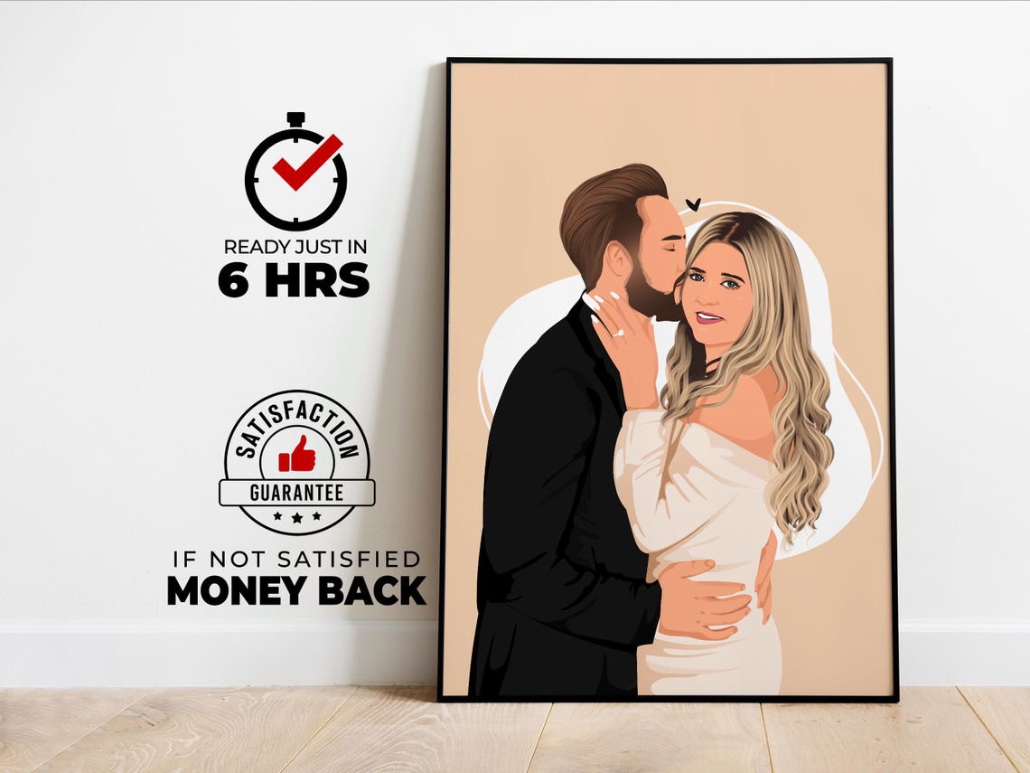 Custom Forehead Kiss Engagement Portrait on Warm Beige Poster