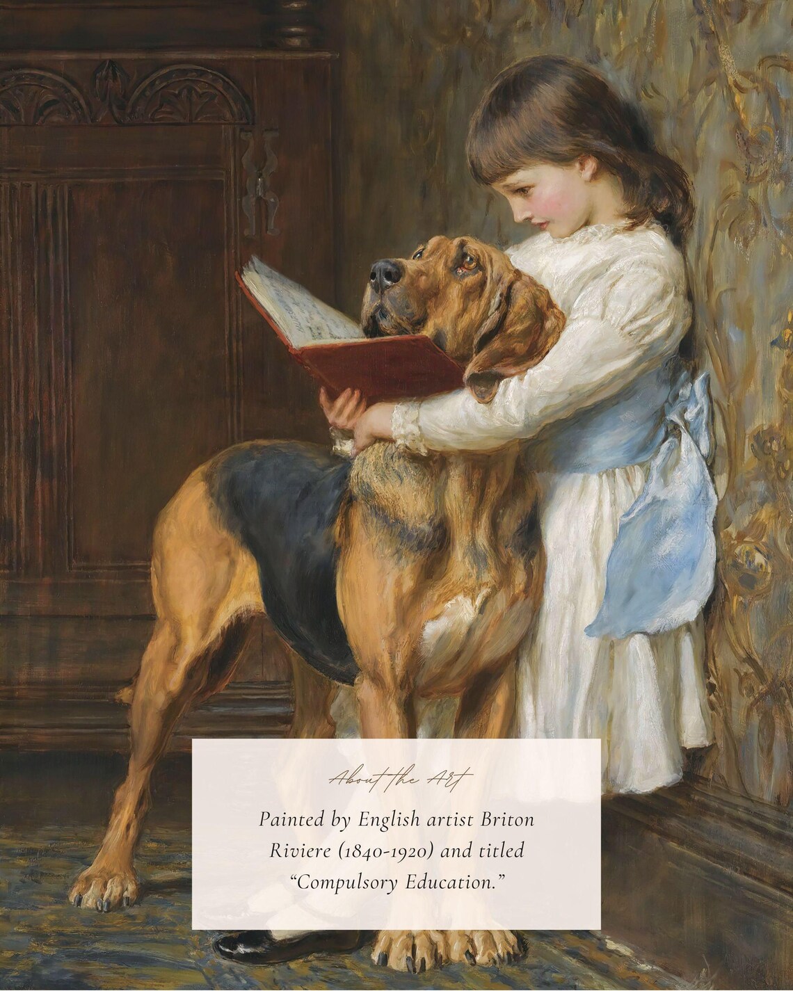 Girl Reading With Dog, Victorian Cottage Farmhouse Art Print - Image 2