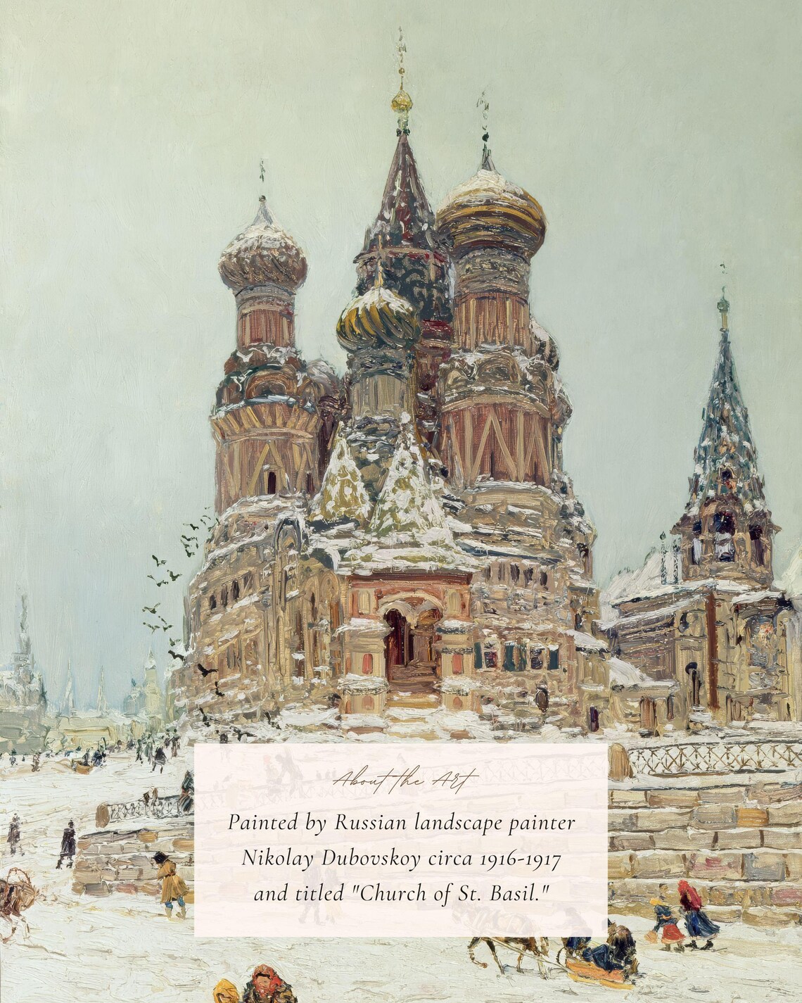 Vintage Church Of Saint Basil Winter Cityscape Art Print - Image 2