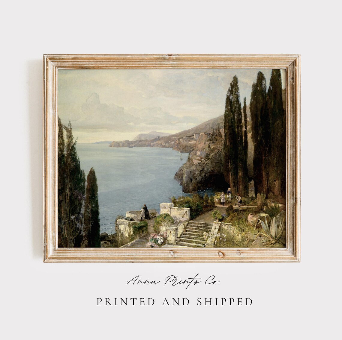 Vintage Mediterranean Coast and Italian Cityscape Art Print