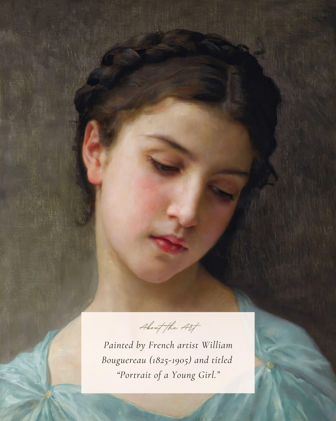 Portrait Of A Young Woman With Braided Hair Vintage Academic Print - Image 2