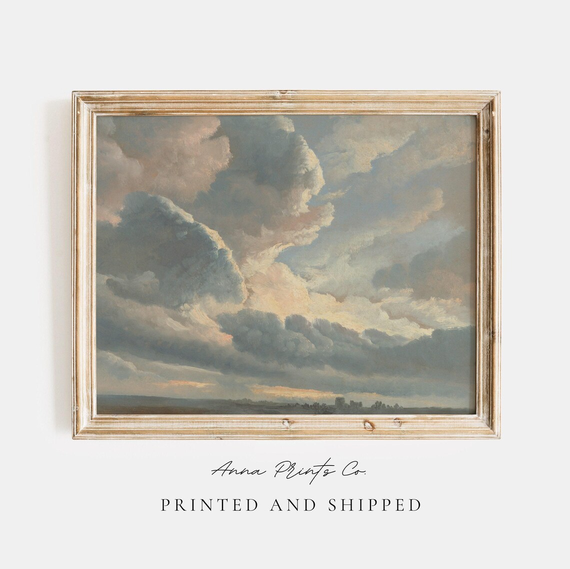 Antique Cloud Study, Vintage Sunset Sky Art Print