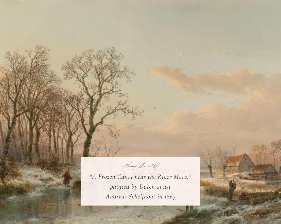 Frozen Canal Winter Landscape With Figures Dutch Style Art Print - Image 2