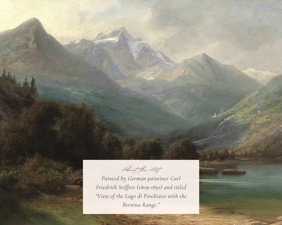 Vintage Mountain Lake Scenic Landscape Art Print - Image 2