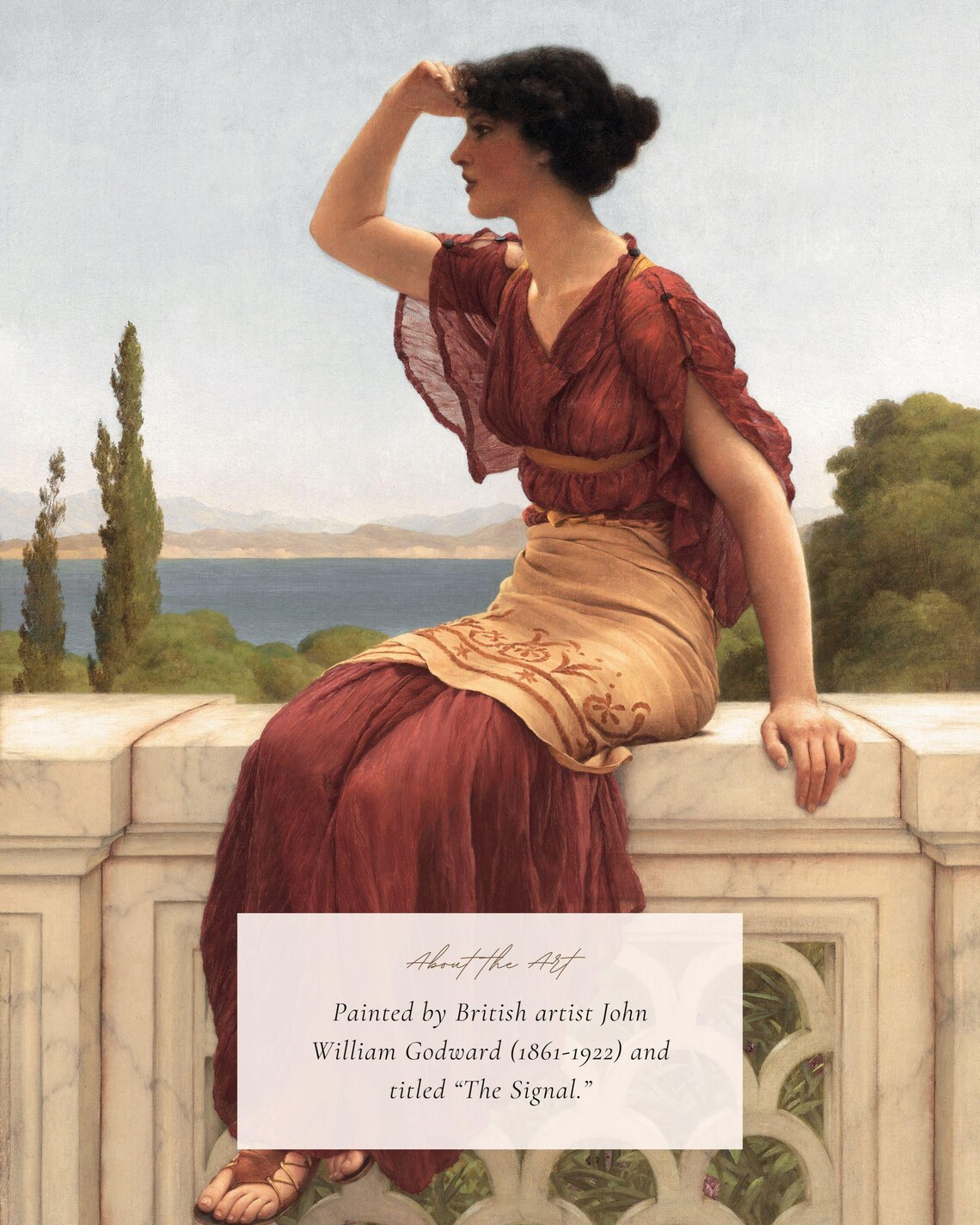 Ancient Woman in a Red Dress, Neoclassical Art Print - Image 2