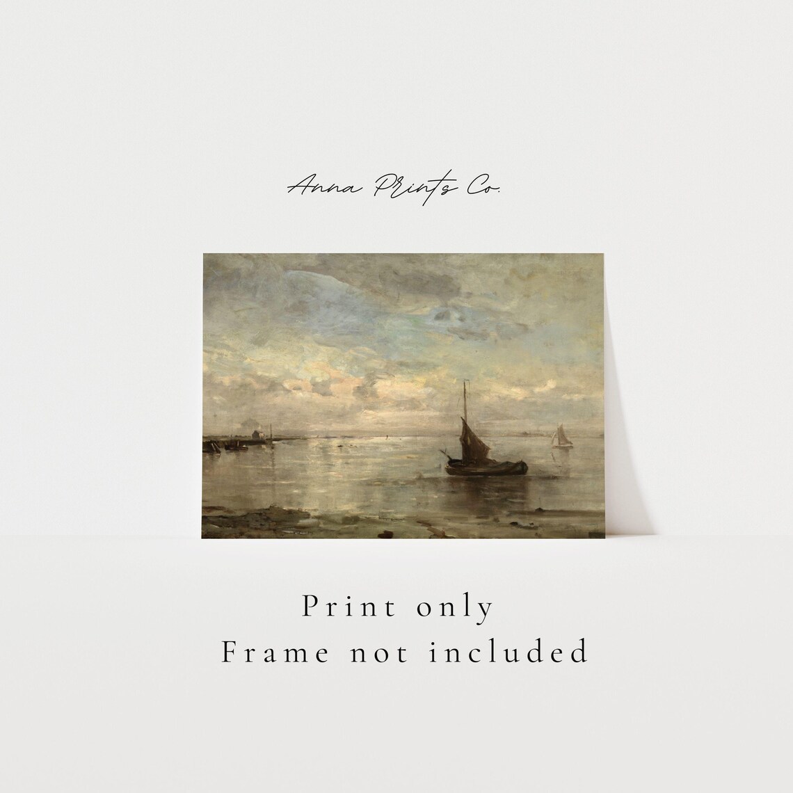 Vintage Sailboat Seascape Art Print, Rustic Farmhouse - Image 3