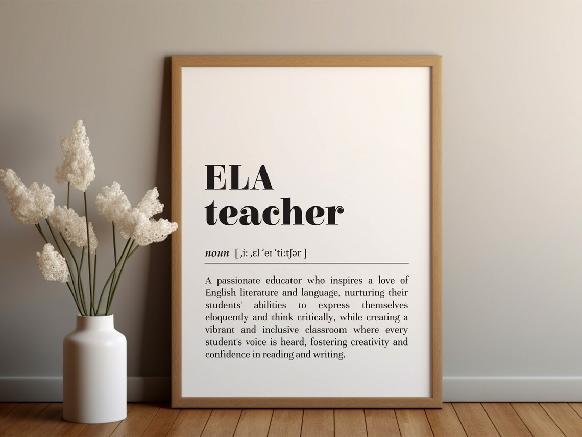 ELA Teacher Definition Dictionary Meaning English Mentor Gift Poster