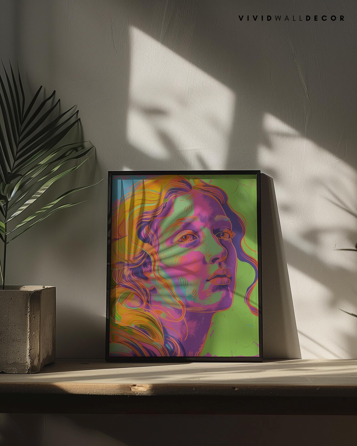 Neon Pop Art Woman Portrait Vibrant Colorful Face Wall Poster - Image 3