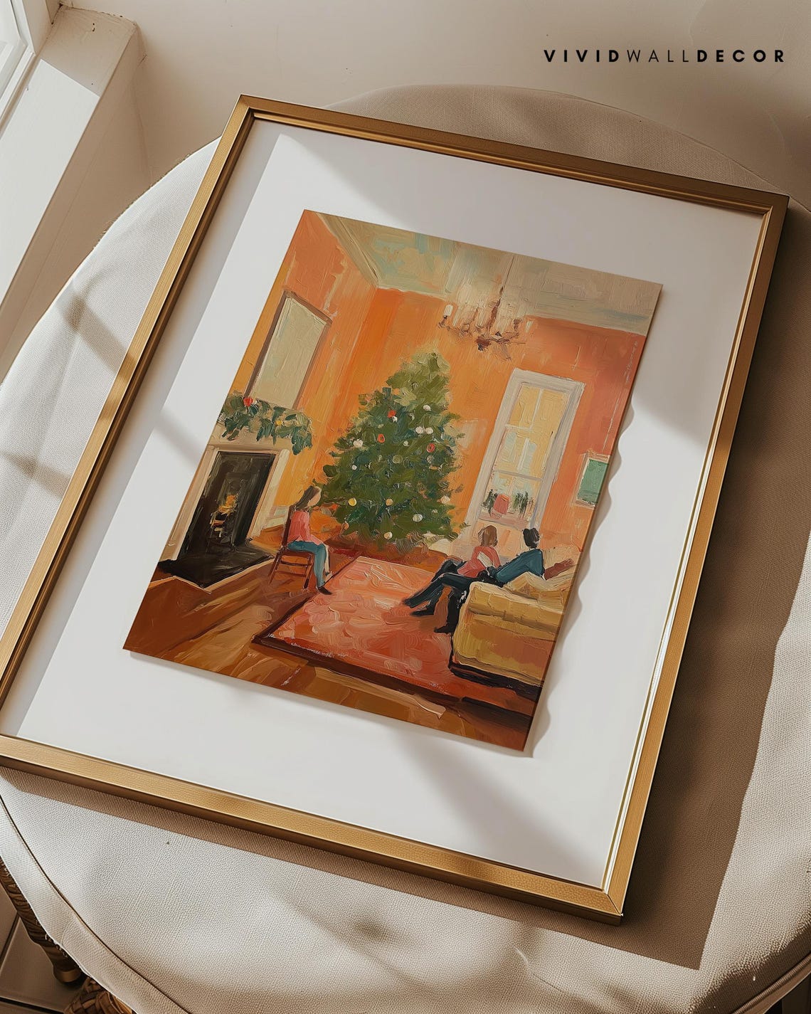 Family Gathered Around Christmas Tree In Warm Living Room Poster - Image 3