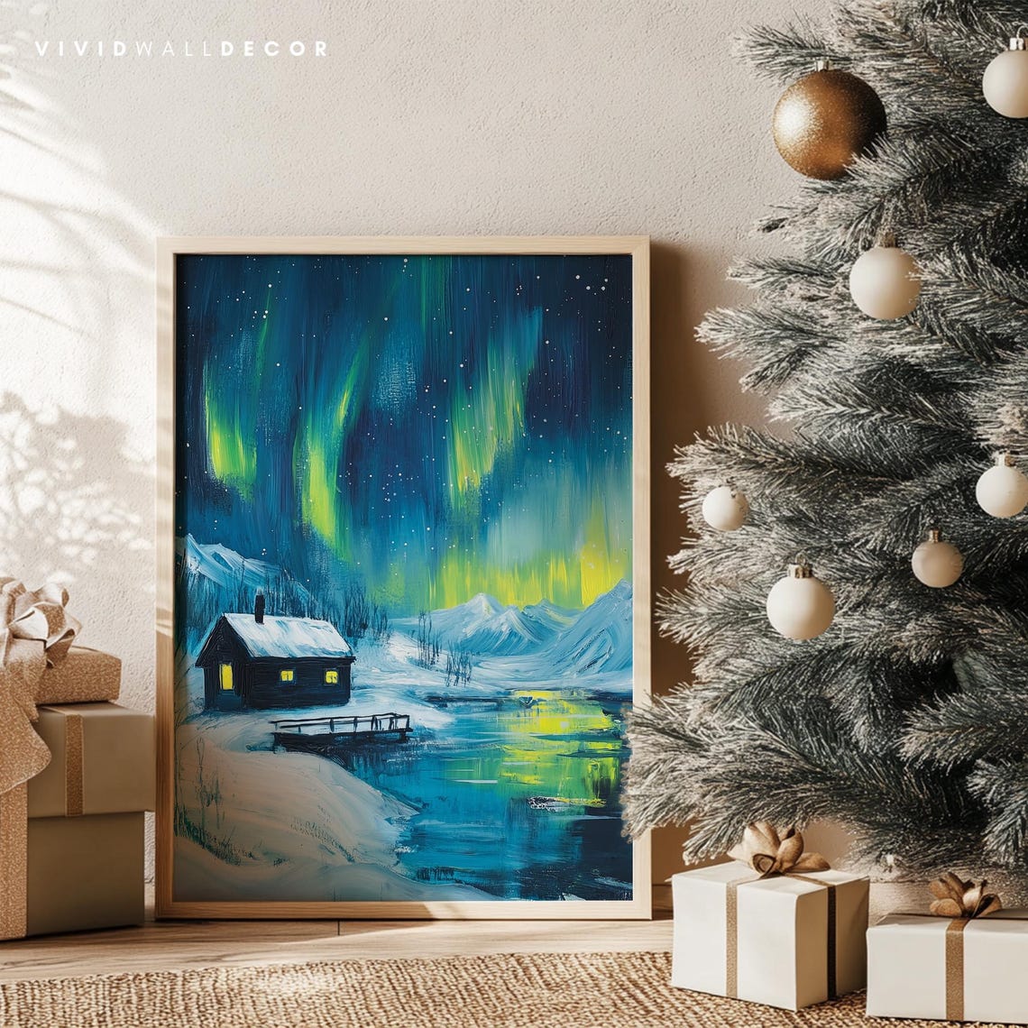 Cozy Cabin Under The Aurora Borealis On A Winter Night Poster - Image 4