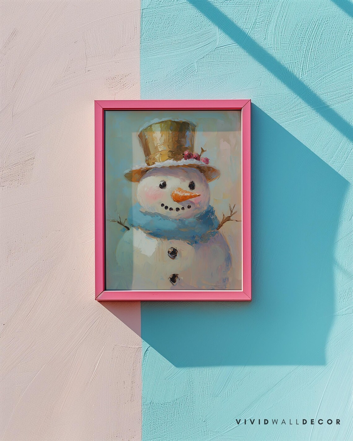 Smiling Snowman With Golden Top Hat And Blue Scarf Winter Poster - Image 2