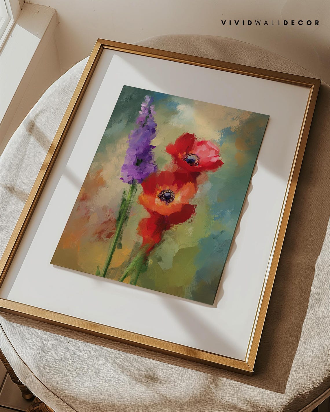 Vibrant Red Poppy Impressionist Floral Garden Painting Poster - Image 2