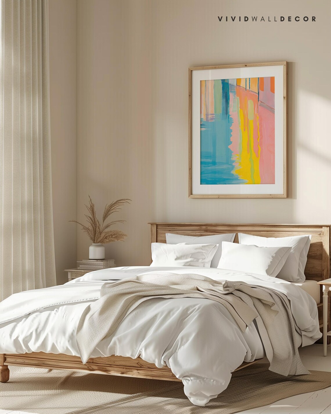 Soft Pastel Abstract Color Block Painting in Blue Yellow Poster - Image 2