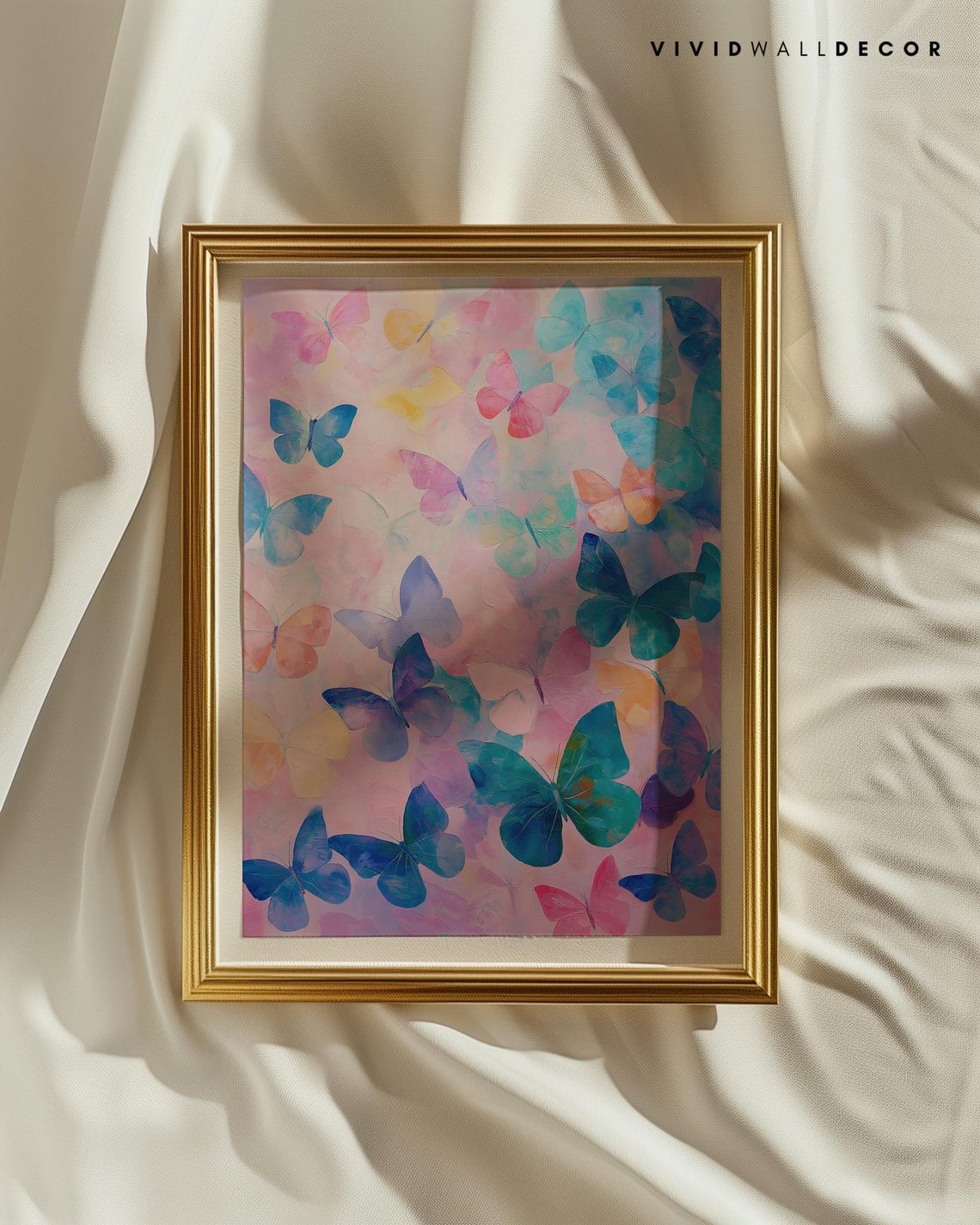 Pastel Watercolor Butterflies Dreamy Romantic Nature Art Poster - Image 3
