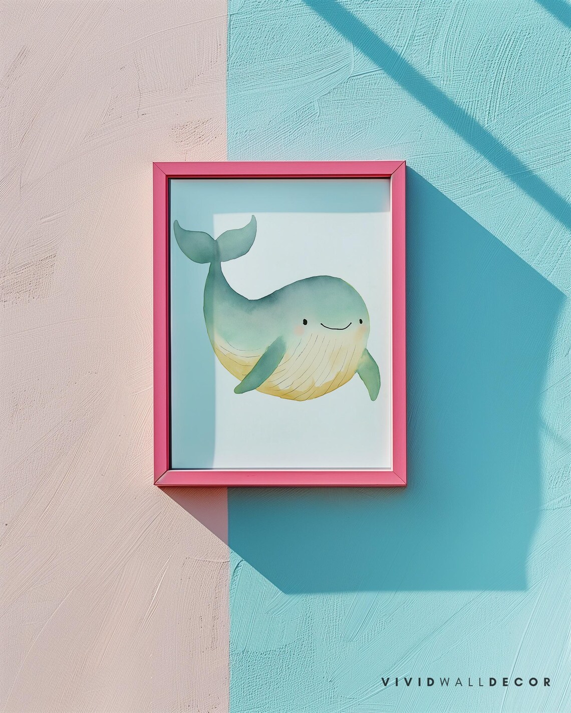 Cute Whale Print Watercolor Whale Illustration For Kids Room Ocean Nursery Decor Sea Animal Wall Art Coastal Kids Decor Nursery Room Art - Image 2