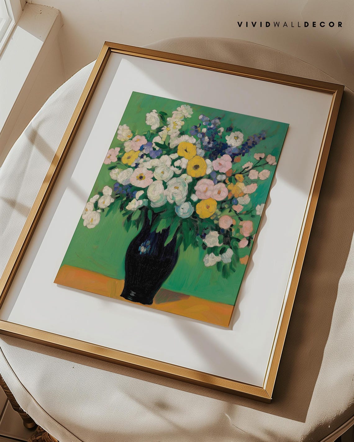 Classic Roses Bouquet Black Vase Green Vintage Floral Poster - Image 2