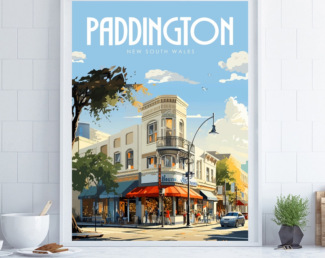 Sydney Travel Poster Paddington Sydney Australia Poster Retro Travel Poster Sydney Wall Art Large Wall Art Living Room Wall Art