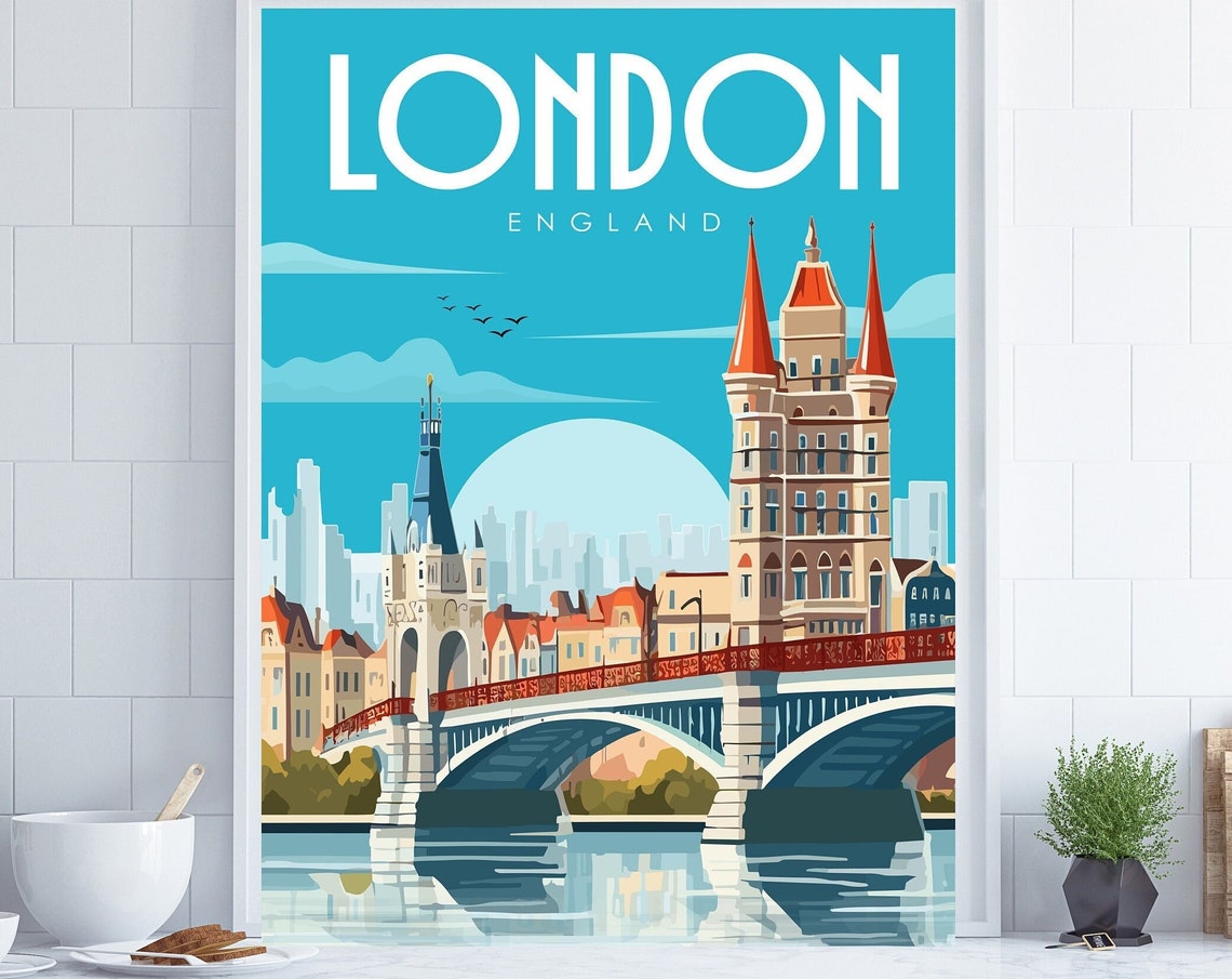 London Poster London Travel Wall Art London England Romantic Wall Art Travel Gift University Room Decor Bedroom Wall Art New Home