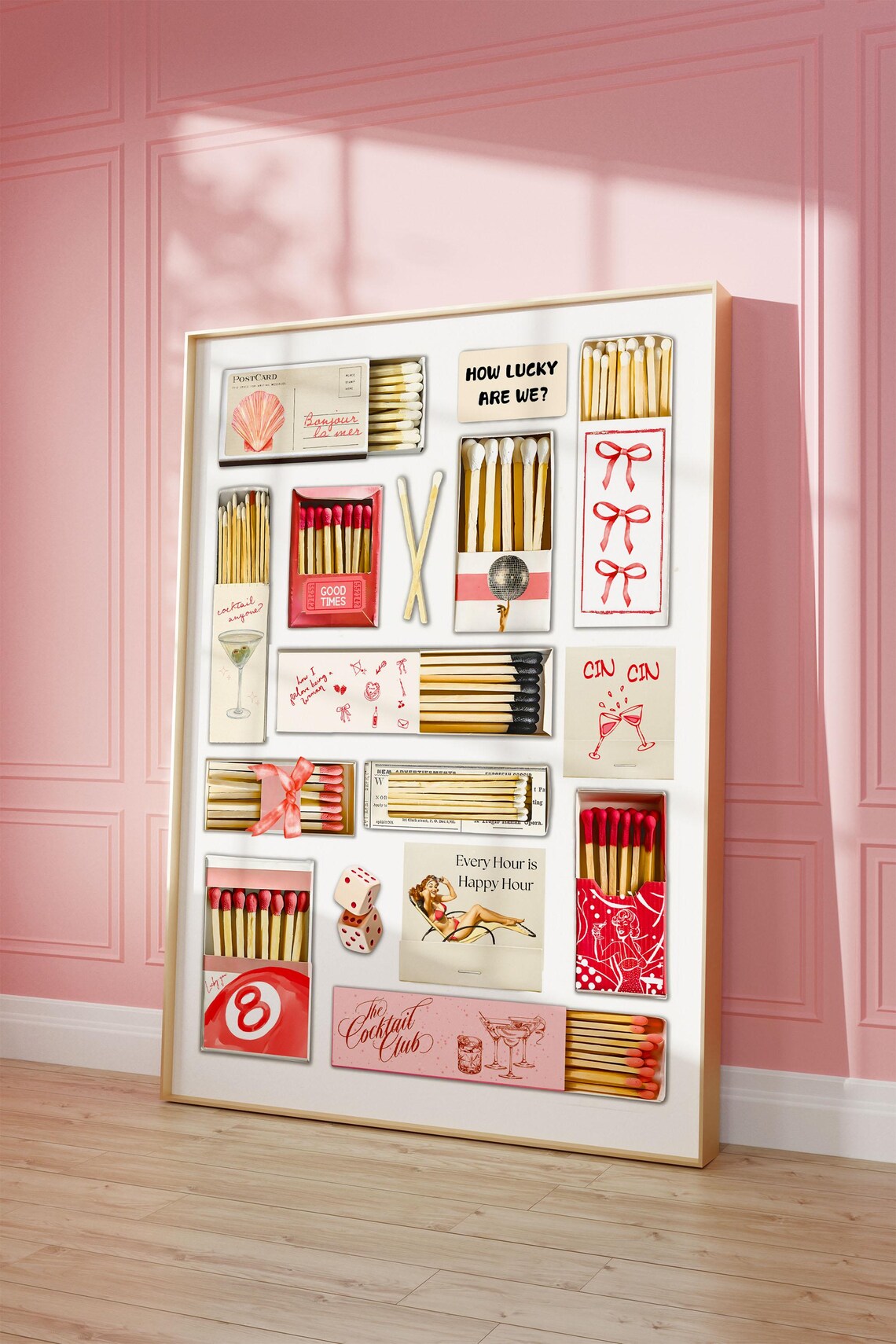 Pink and Red Matchbook Vintage Wall Art Print - Image 3