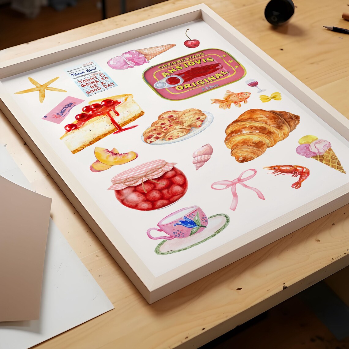 Vintage Food Collage Art Print, Retro Kitchen Decor - Image 2