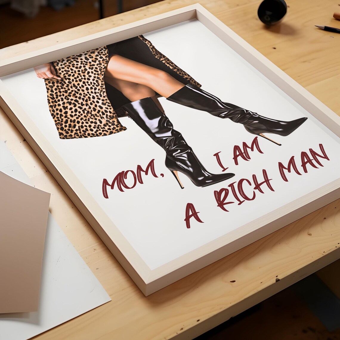 Leopard Print Boots Retro It Girl Art Print - Image 2